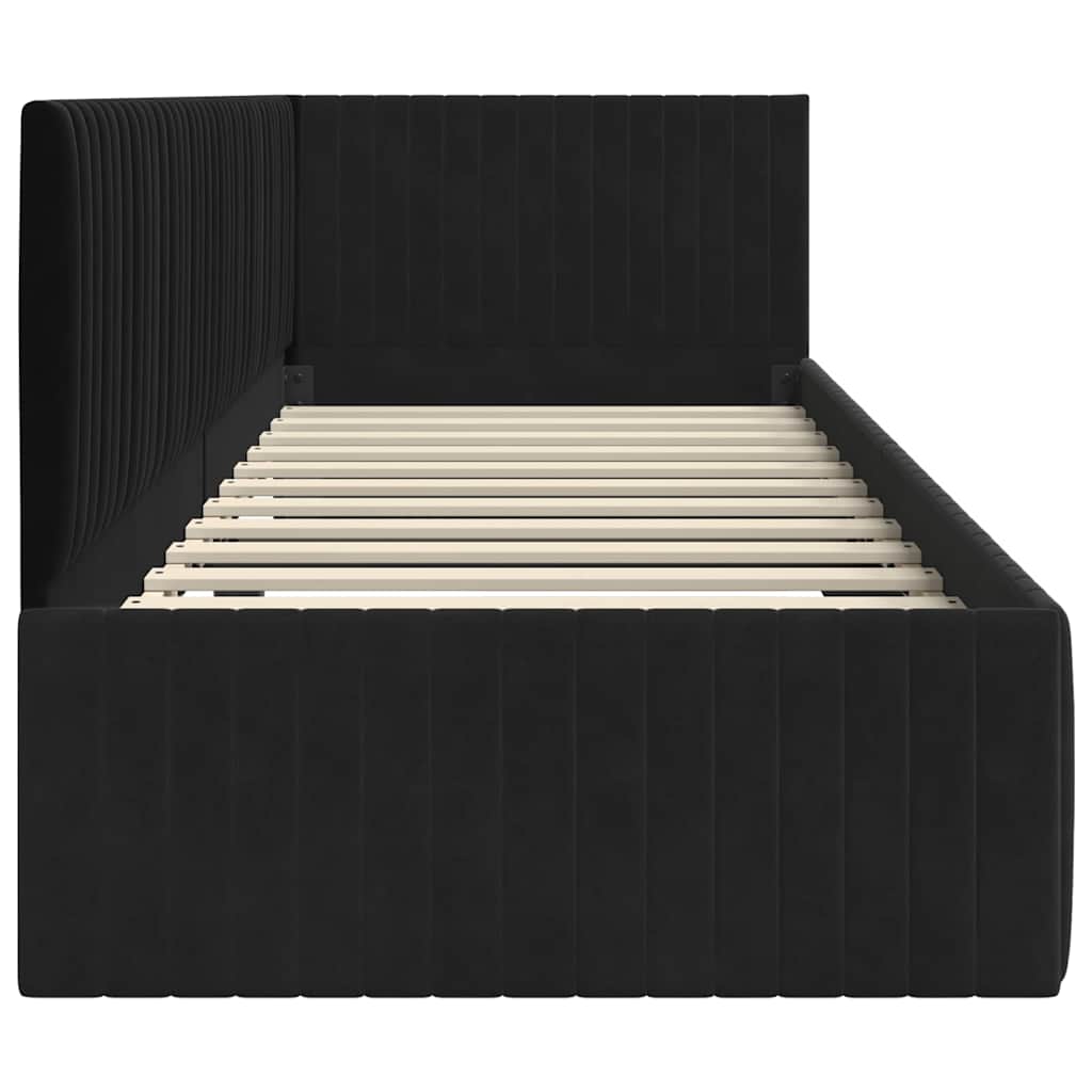 Hjørnesengramme med hodegjerde Svart 80 cm x 200 cm stoff