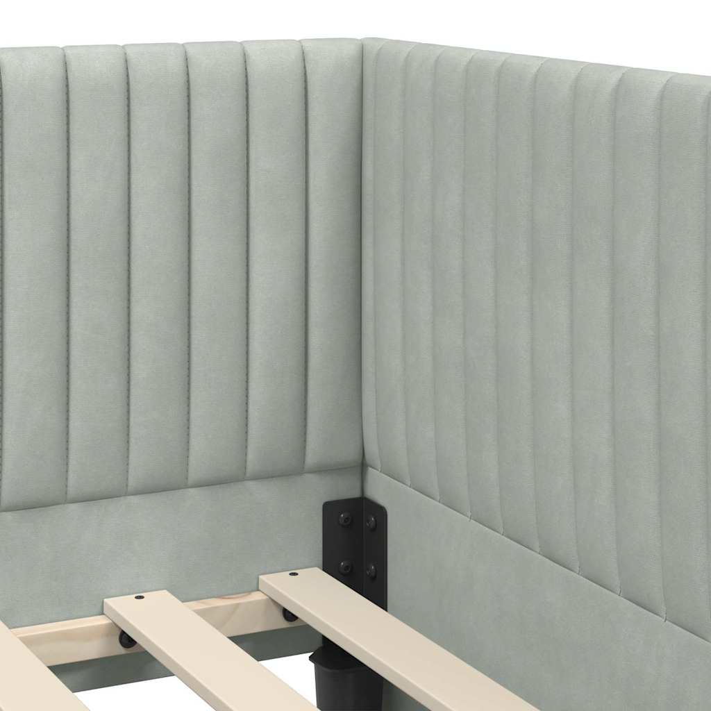 Hjørnesengramme med hodegjerde Lysegrå 90 cm x 200 cm stoff