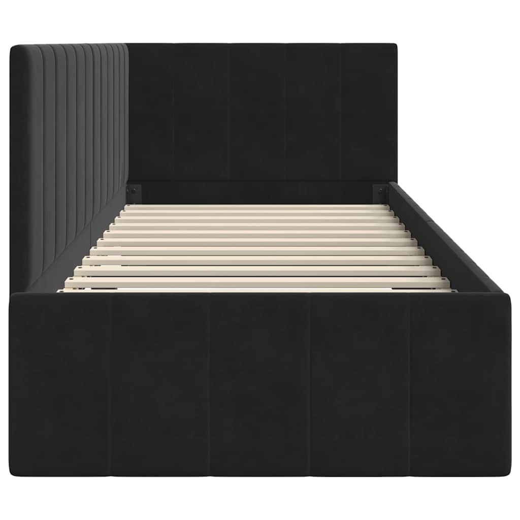 Hjørnesengramme med hodegjerde Svart 80 cm x 200 cm stoff