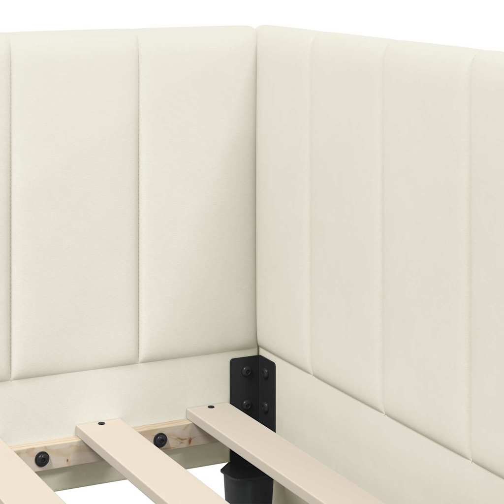 Hjørnesengramme med hodegjerde Krem 80 cm x 200 cm stoff