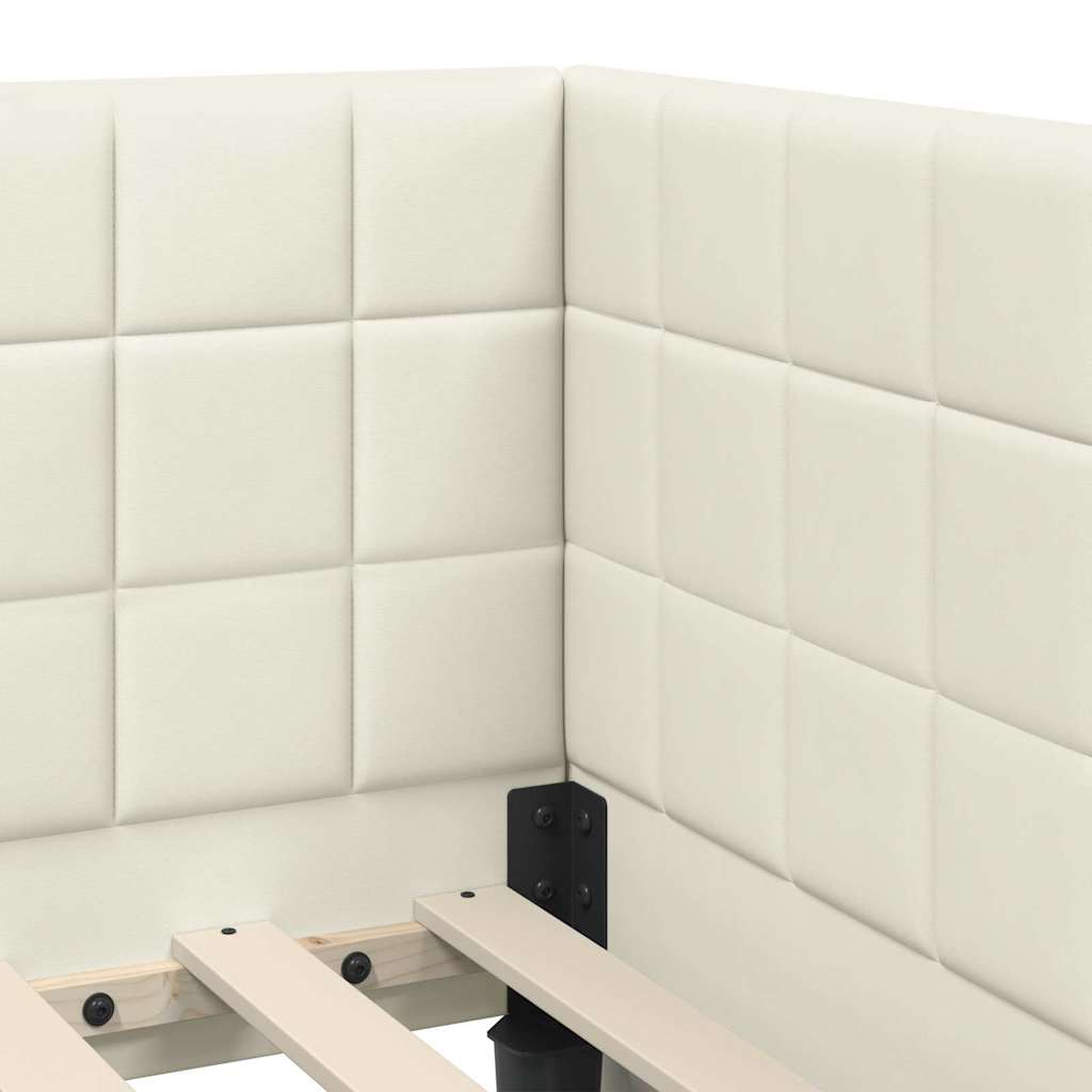 Hjørnesengramme med hodegjerde Krem 80 cm x 200 cm stoff