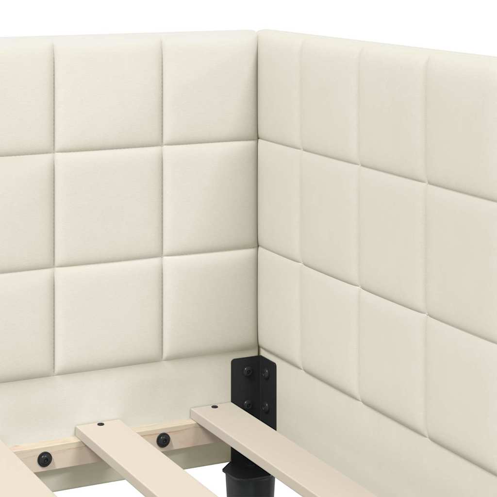 Hjørnesengramme med hodegjerde Krem 100 cm x 200 cm stoff