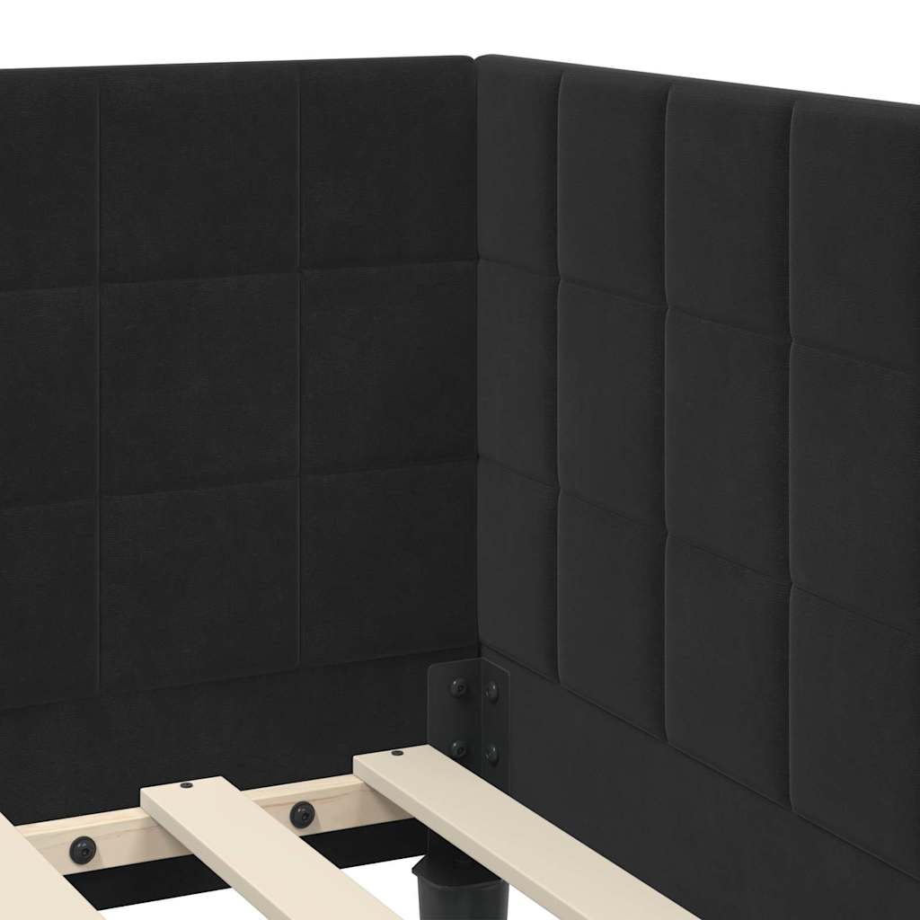 Hjørnesengramme med hodegjerde Svart 80 cm x 200 cm stoff