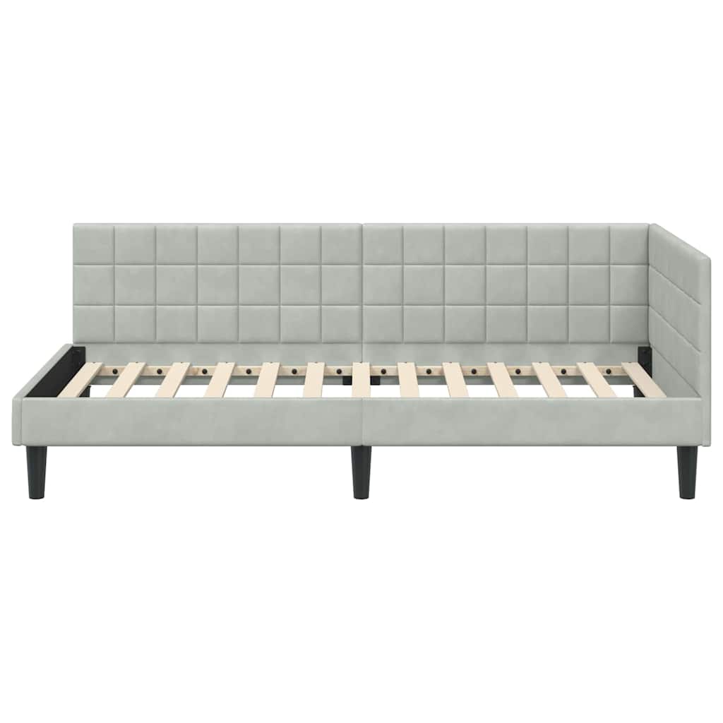 Hjørnesengramme med hodegjerde Lysegrå 100 cm x 200 cm stoff