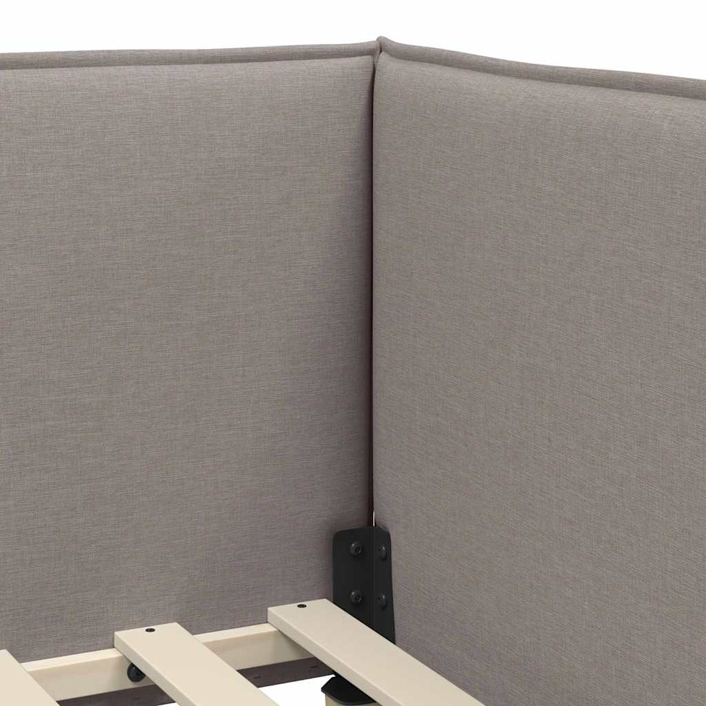 Hjørnesengramme med hodegjerde Gråbrun 100 cm x 200 cm stoff