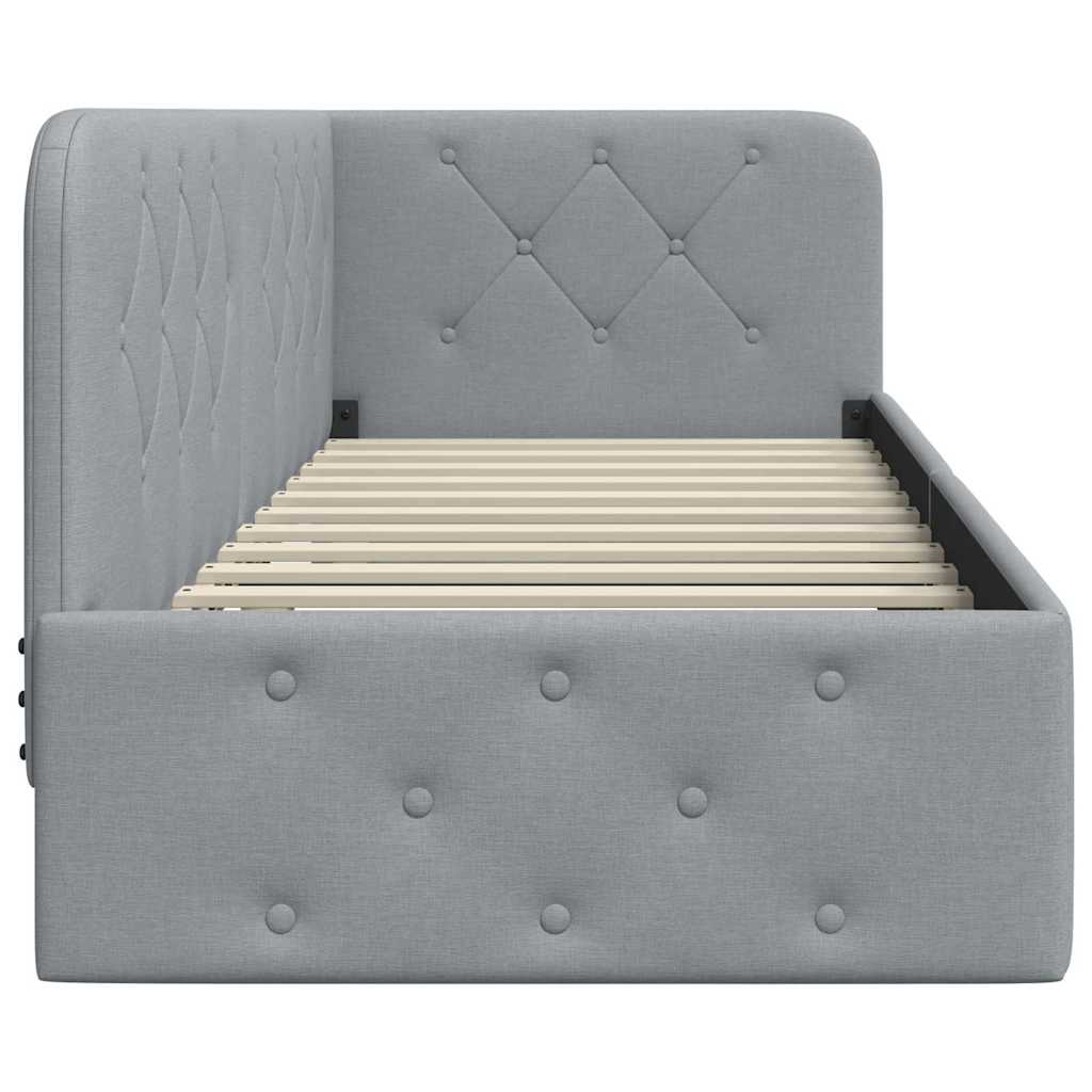 Hjørnesengramme med hodegjerde Lysegrå 80 x 200 cm stoff