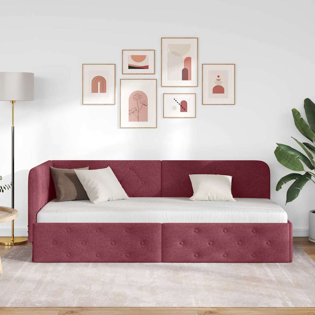 Hjørnesengramme med hodegjerde Vinrød 80 x 200 cm stoff