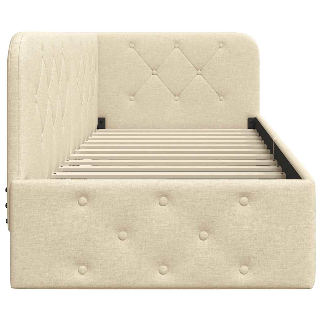 Hjørnesengramme med hodegjerde Krem 80 x 200 cm stoff