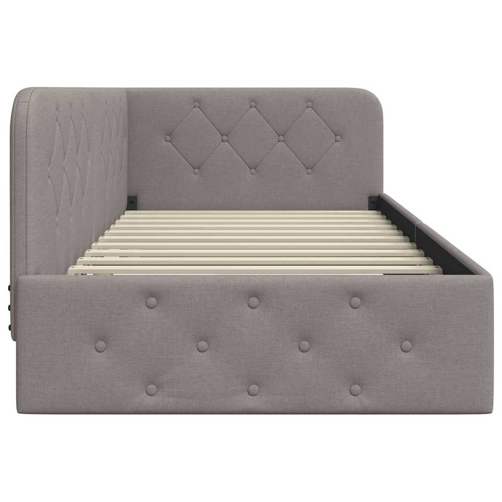 Hjørnesengramme med hodegjerde Gråbrun 90 x 200 cm stoff