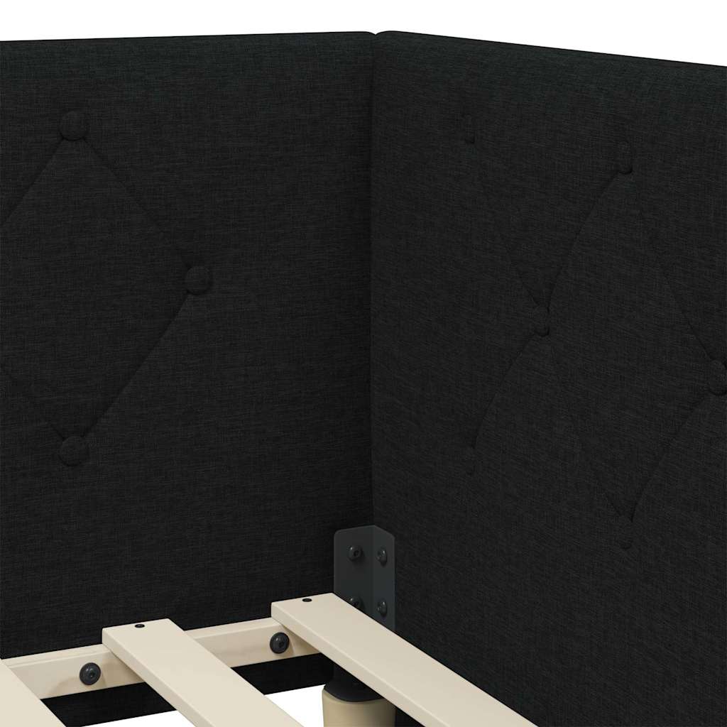 Hjørnesengramme med hodegjerde Svart 100 x 200 cm stoff