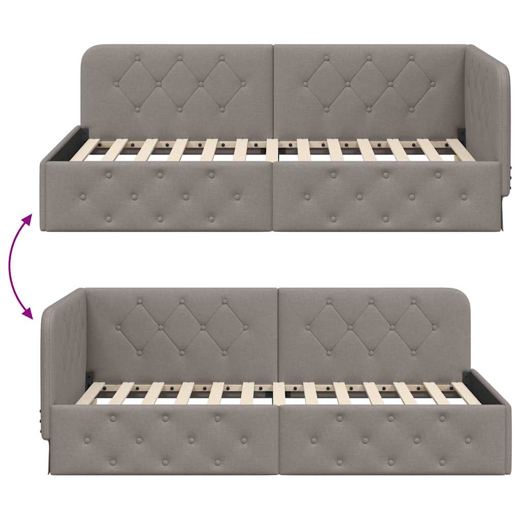 Hjørnesengramme med hodegjerde Gråbrun 100 x 200 cm stoff