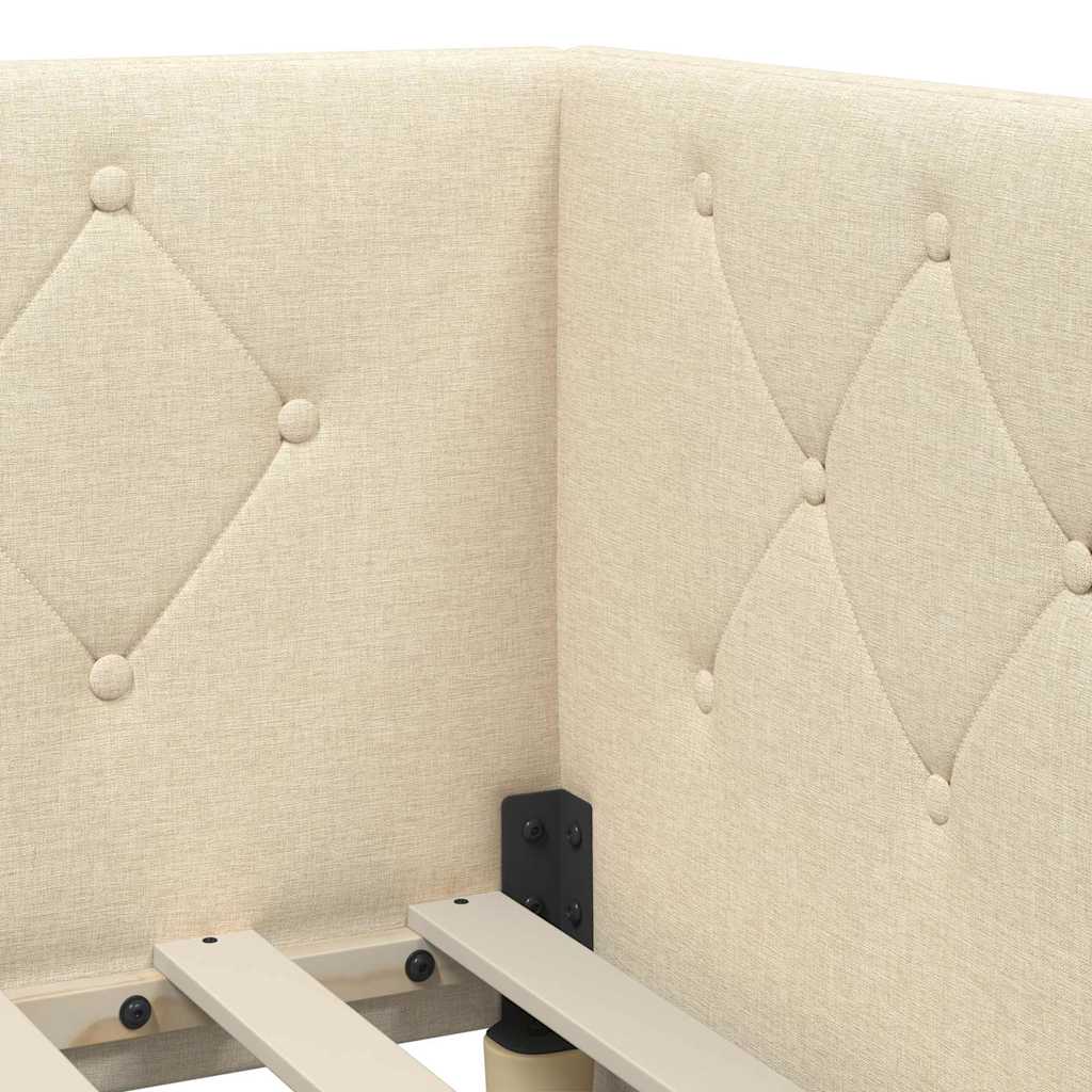 Hjørnesengramme med hodegjerde Krem 100 x 200 cm stoff