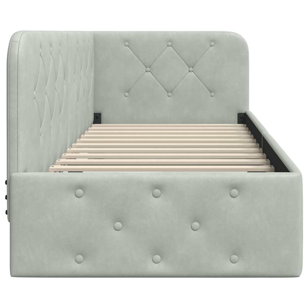 Hjørnesengramme med hodegjerde Lysegrå 80 x 200 cm Fløyel