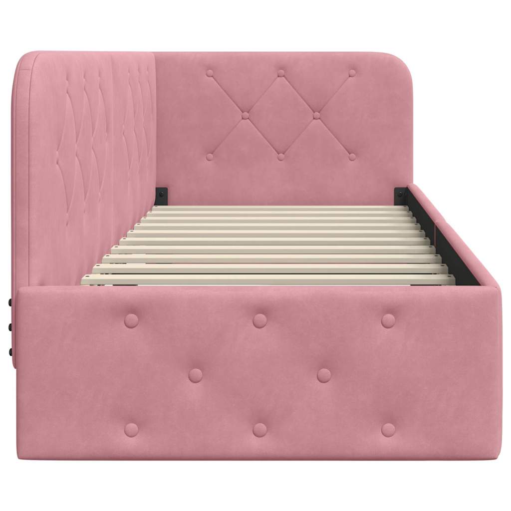 Hjørnesengramme med hodegjerde Rosa 80 x 200 cm Fløyel