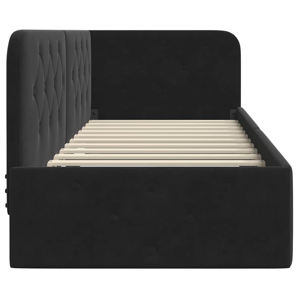 Hjørnesengramme med hodegjerde Svart 80 x 200 cm Fløyel
