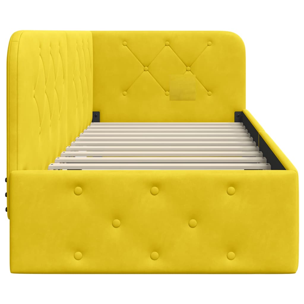 Hjørnesengramme med hodegjerde Gul 80 x 200 cm Fløyel