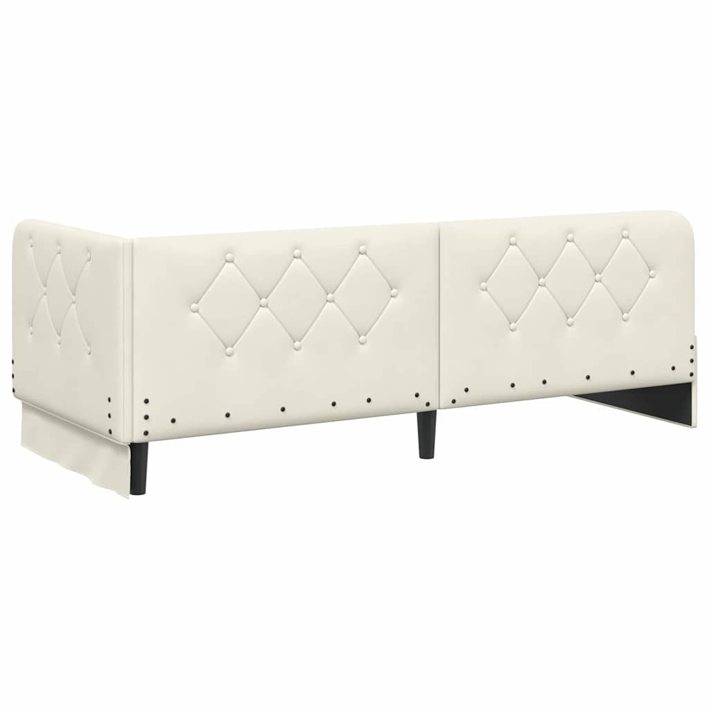 Hjørnesengramme med hodegjerde Krem 80 x 200 cm Fløyel