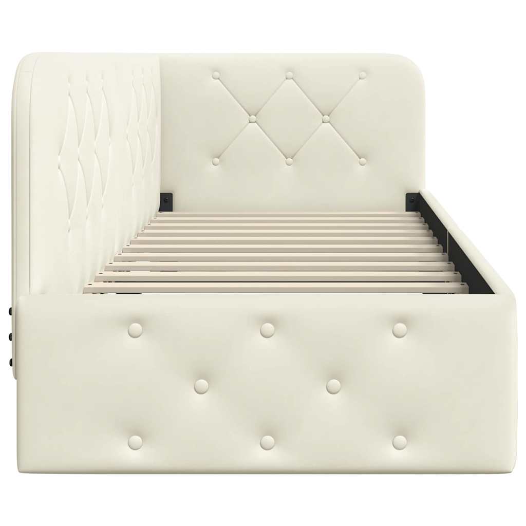 Hjørnesengramme med hodegjerde Krem 80 x 200 cm Fløyel