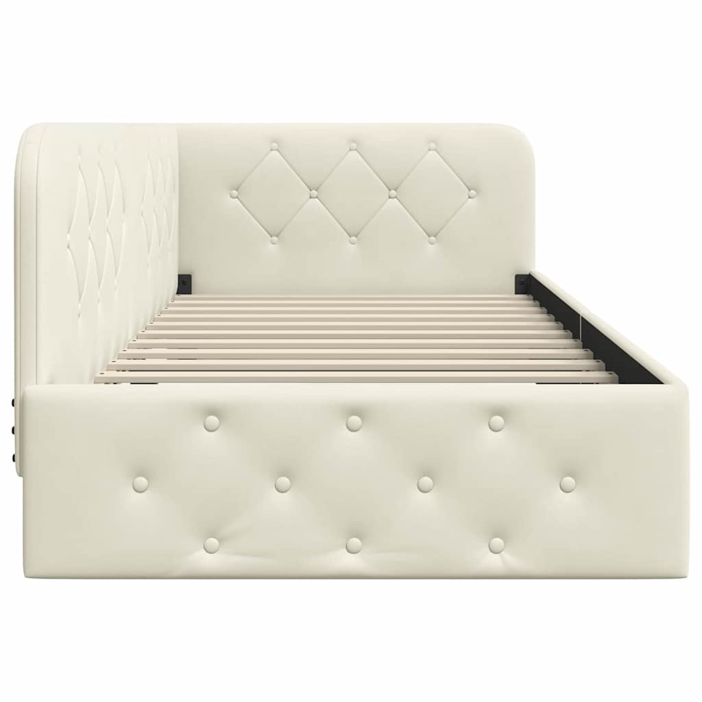 Hjørnesengramme med hodegjerde Krem 90 x 190 cm Fløyel