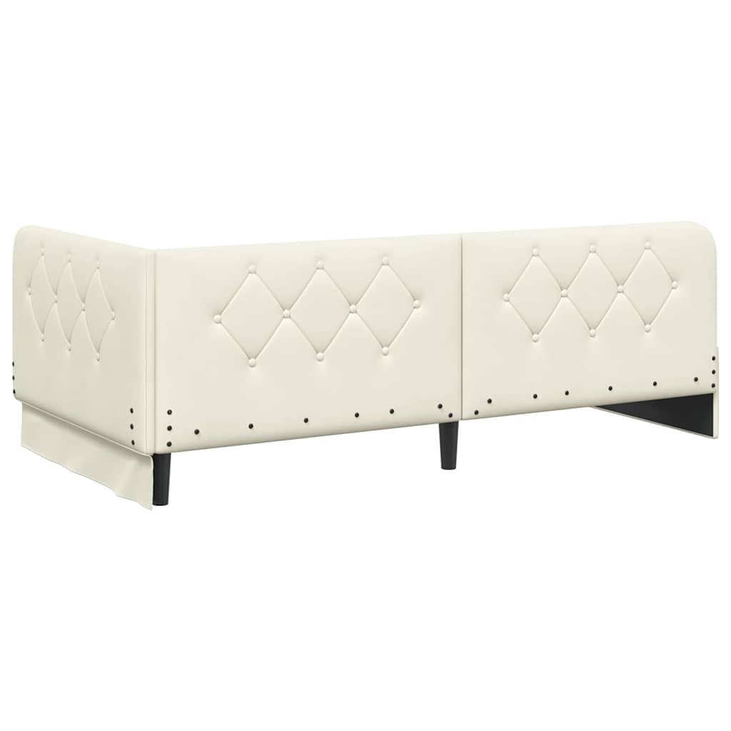 Hjørnesengramme med hodegjerde Krem 90 x 200 cm Fløyel