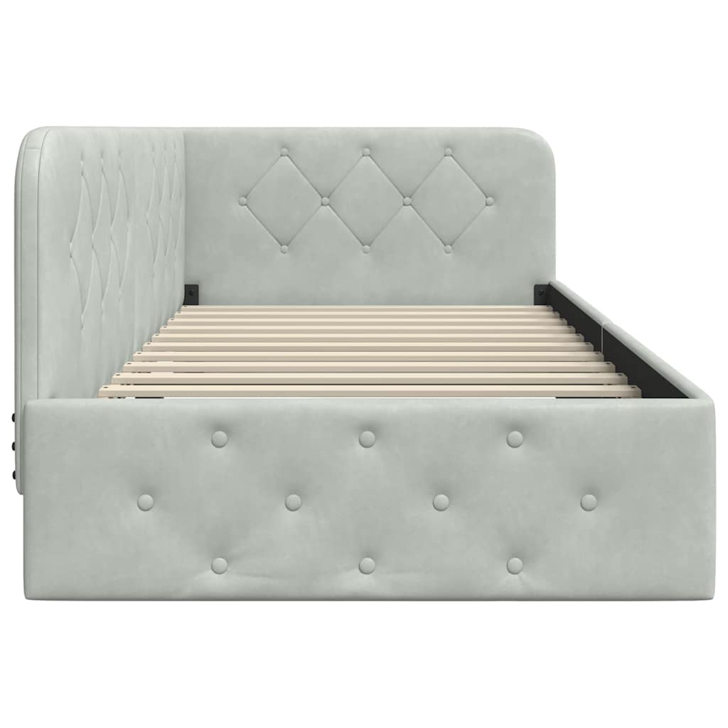 Hjørnesengramme med hodegjerde Lysegrå 100 x 200 cm Fløyel