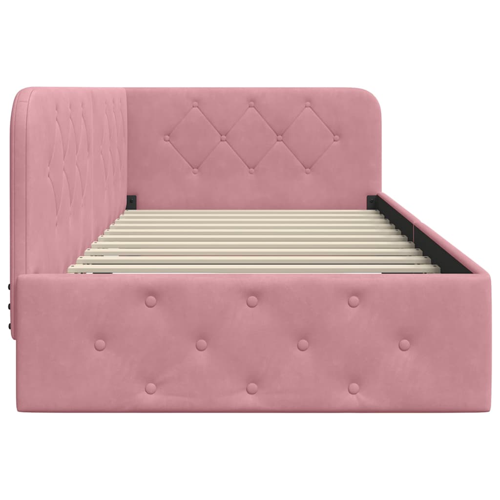 Hjørnesengramme med hodegjerde Rosa 100 x 200 cm Fløyel