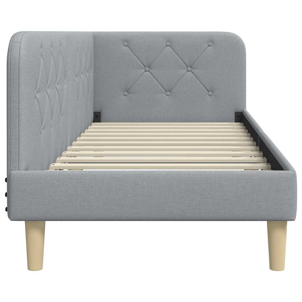 Hjørnesengramme med hodegjerde Lysegrå 80 x 200 cm stoff