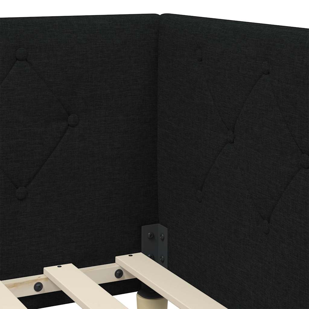 Hjørnesengramme med hodegjerde Svart 80 x 200 cm stoff