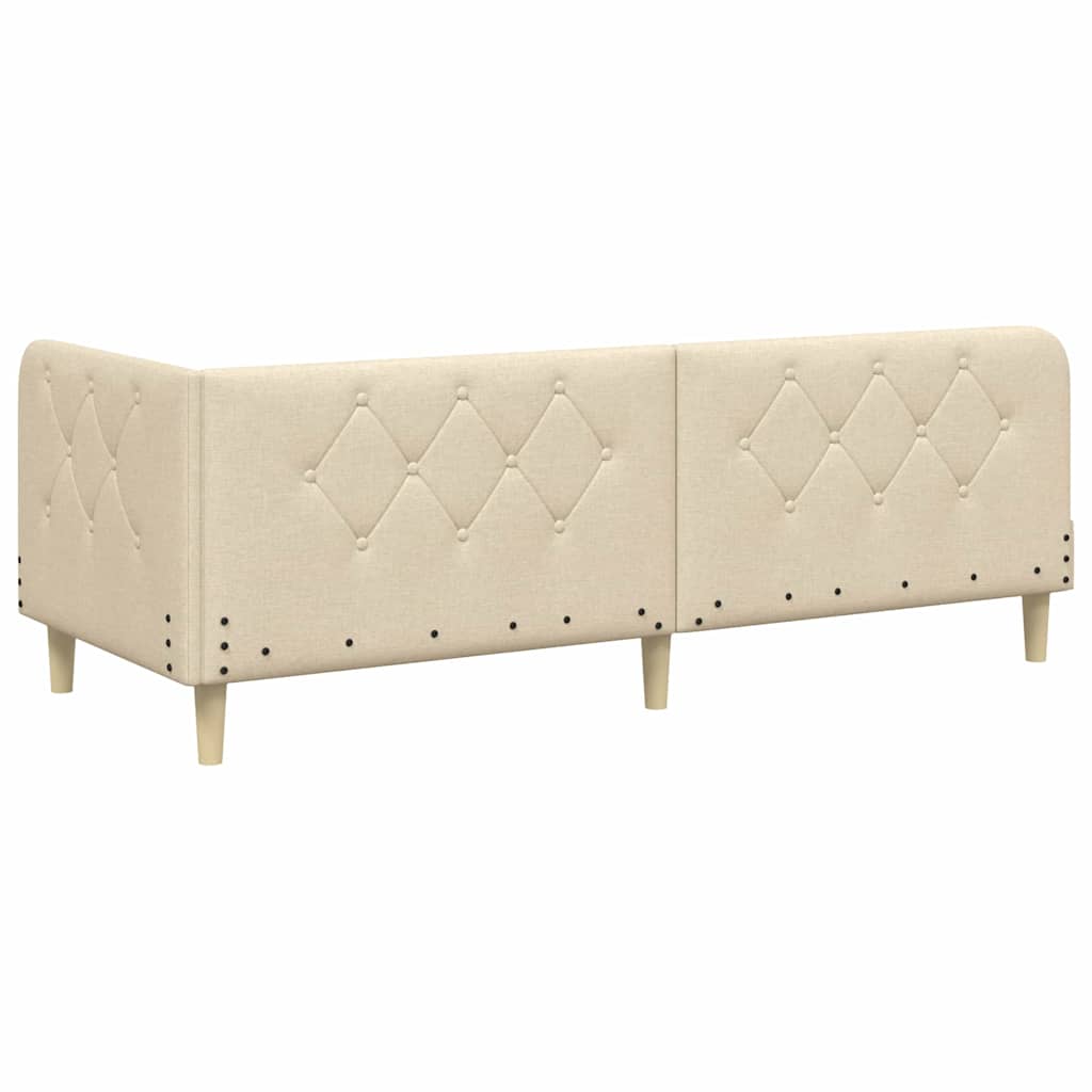 Hjørnesengramme med hodegjerde Krem 80 x 200 cm stoff