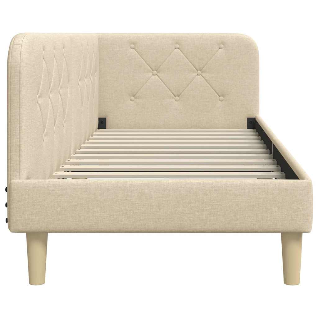 Hjørnesengramme med hodegjerde Krem 80 x 200 cm stoff