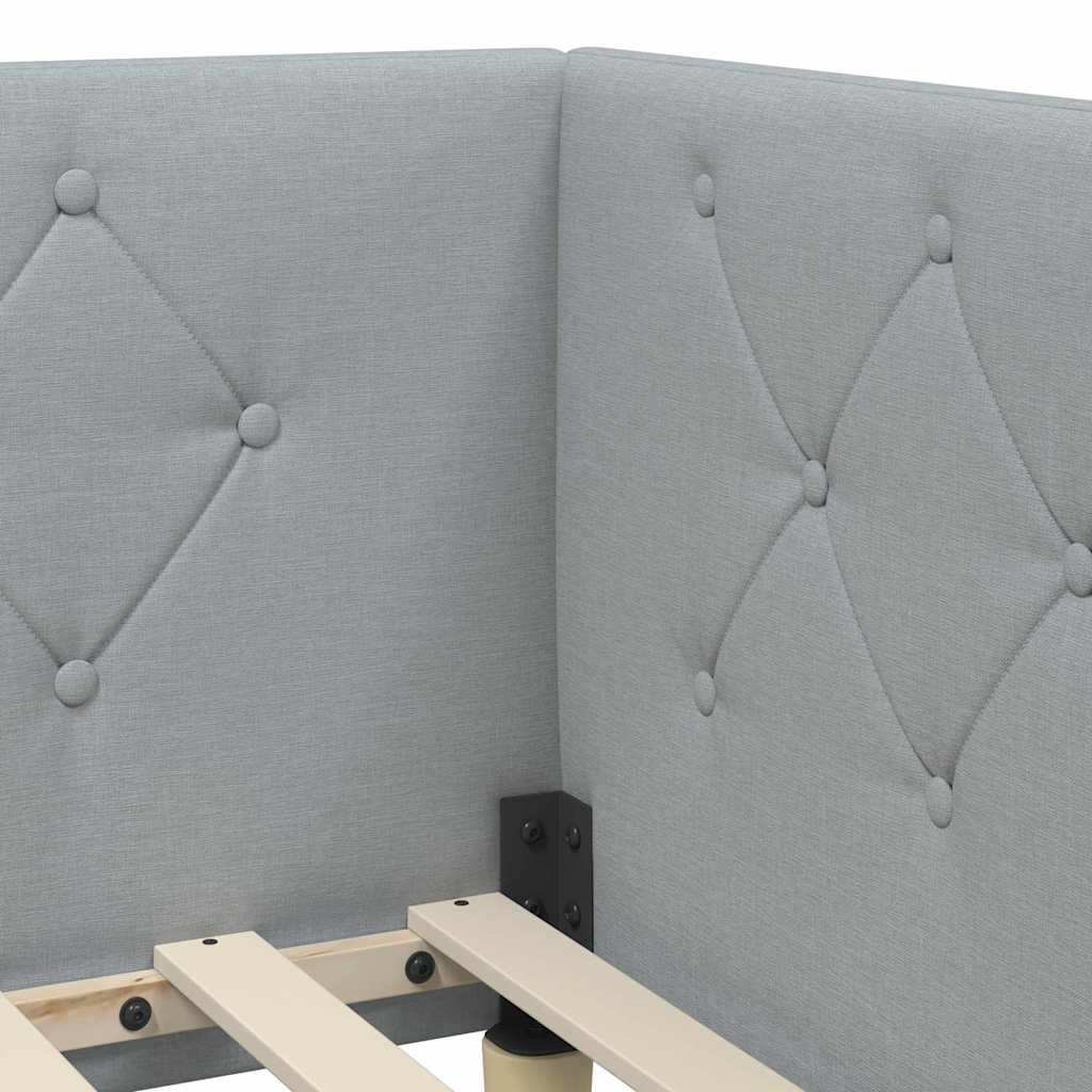 Hjørnesengramme med hodegjerde Lysegrå 90 x 190 cm stoff