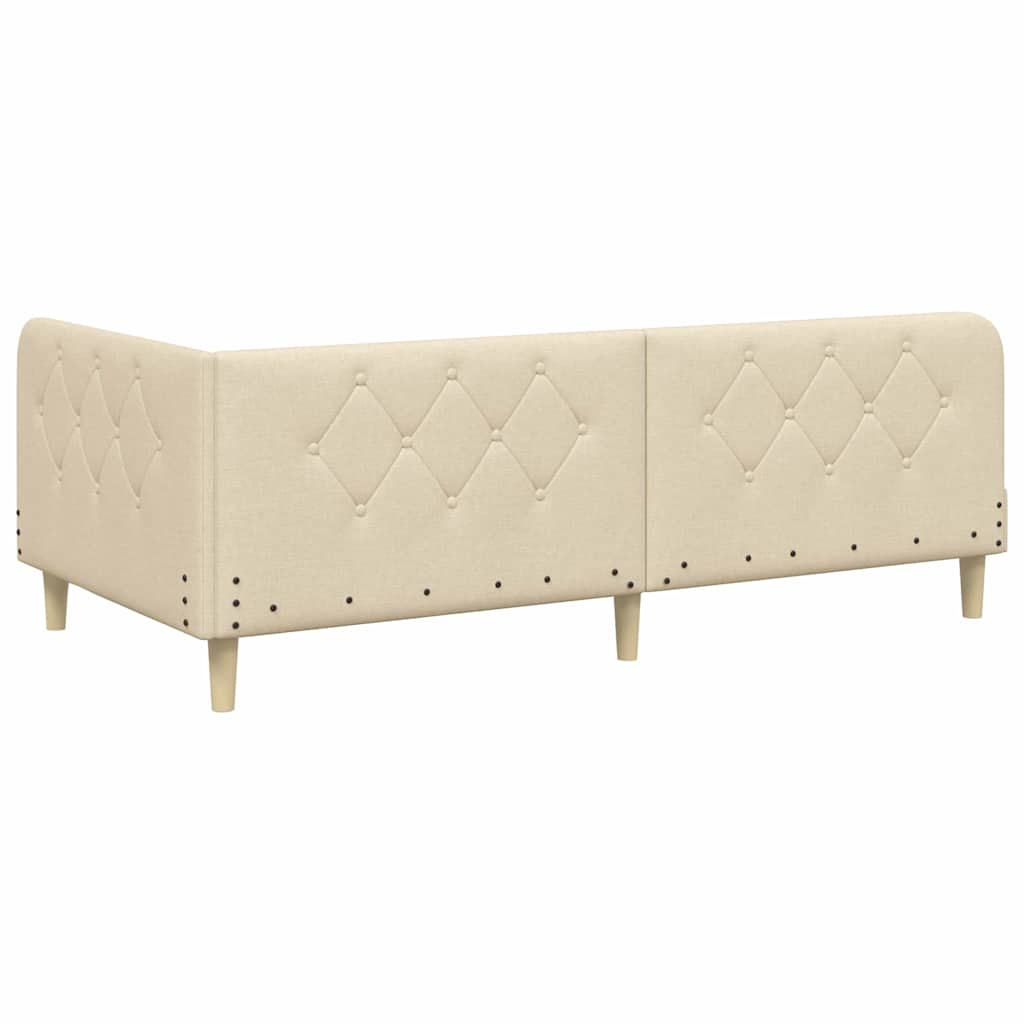 Hjørnesengramme med hodegjerde Krem 90 x 190 cm stoff