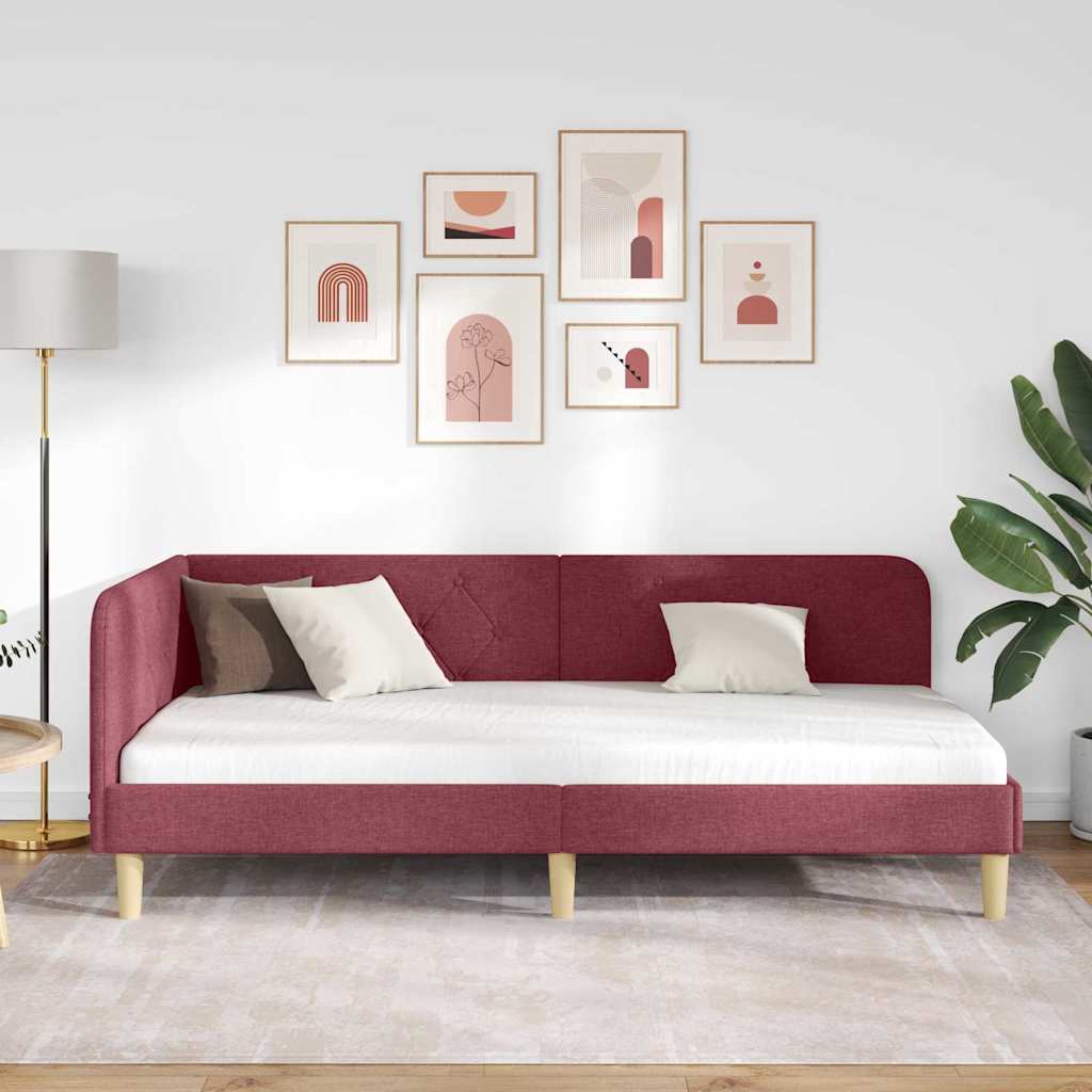 Hjørnesengramme med hodegjerde Vinrød 100 x 200 cm stoff