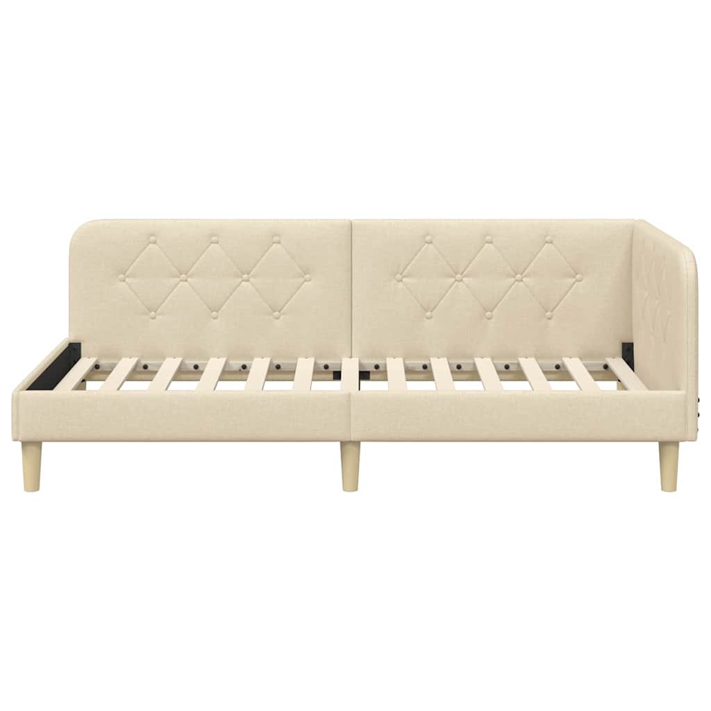 Hjørnesengramme med hodegjerde Krem 100 x 200 cm stoff