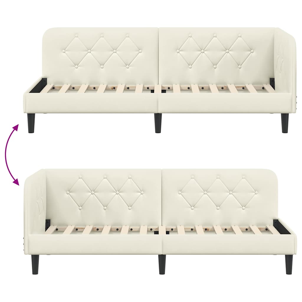 Hjørnesengramme med hodegjerde Krem 80 x 200 cm Fløyel