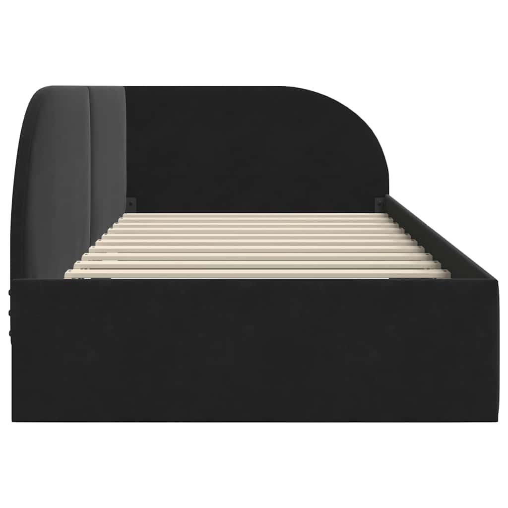 Hjørnesengramme med hodegjerde Svart 80 cm x 200 cm stoff