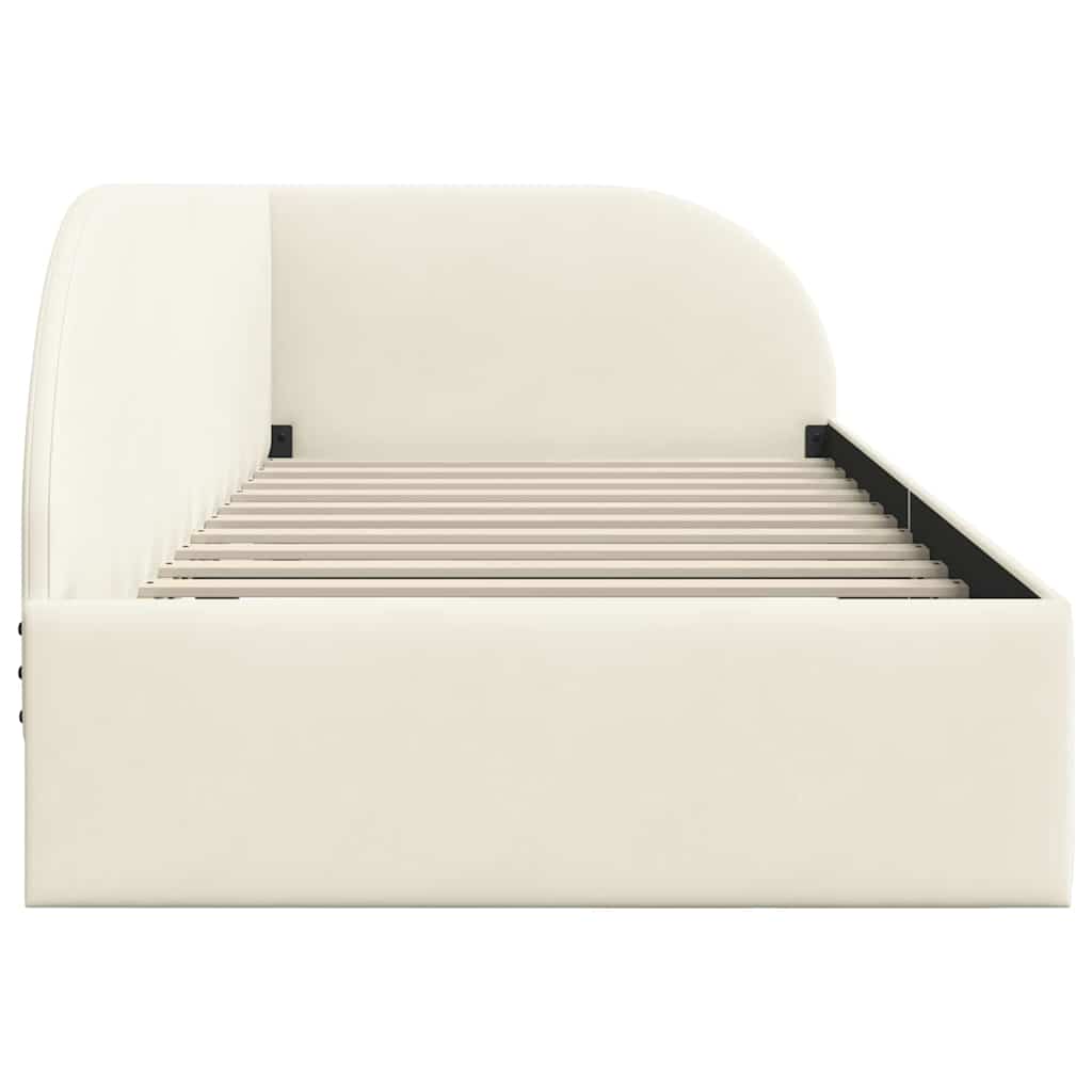 Hjørnesengramme med hodegjerde Krem 80 cm x 200 cm stoff