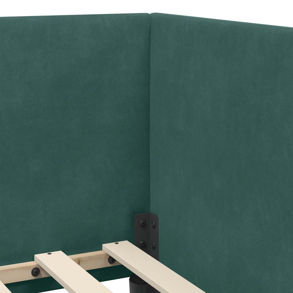 Hjørnesengramme med hodegjerde Mørkegrønn 90 x 190 cm Fløyel