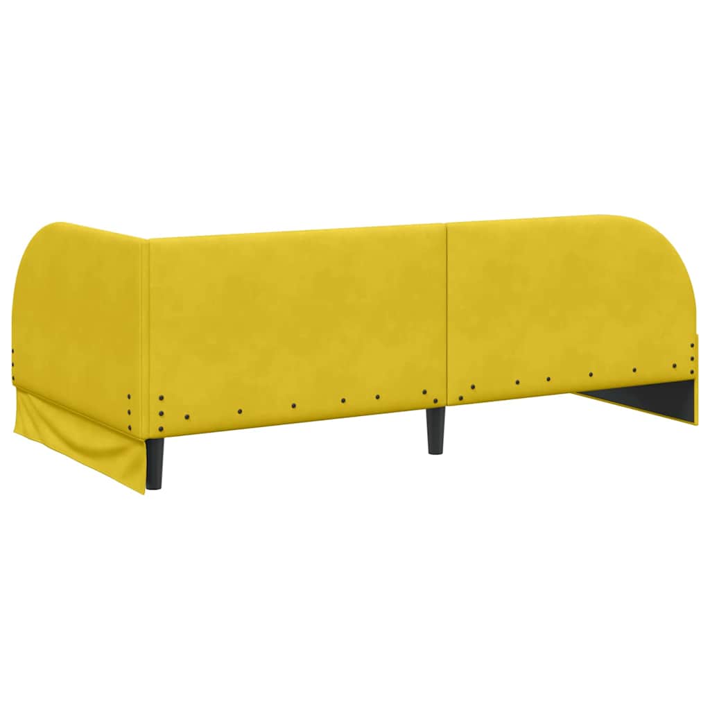 Hjørnesengramme med hodegjerde Gul 90 x 190 cm Fløyel
