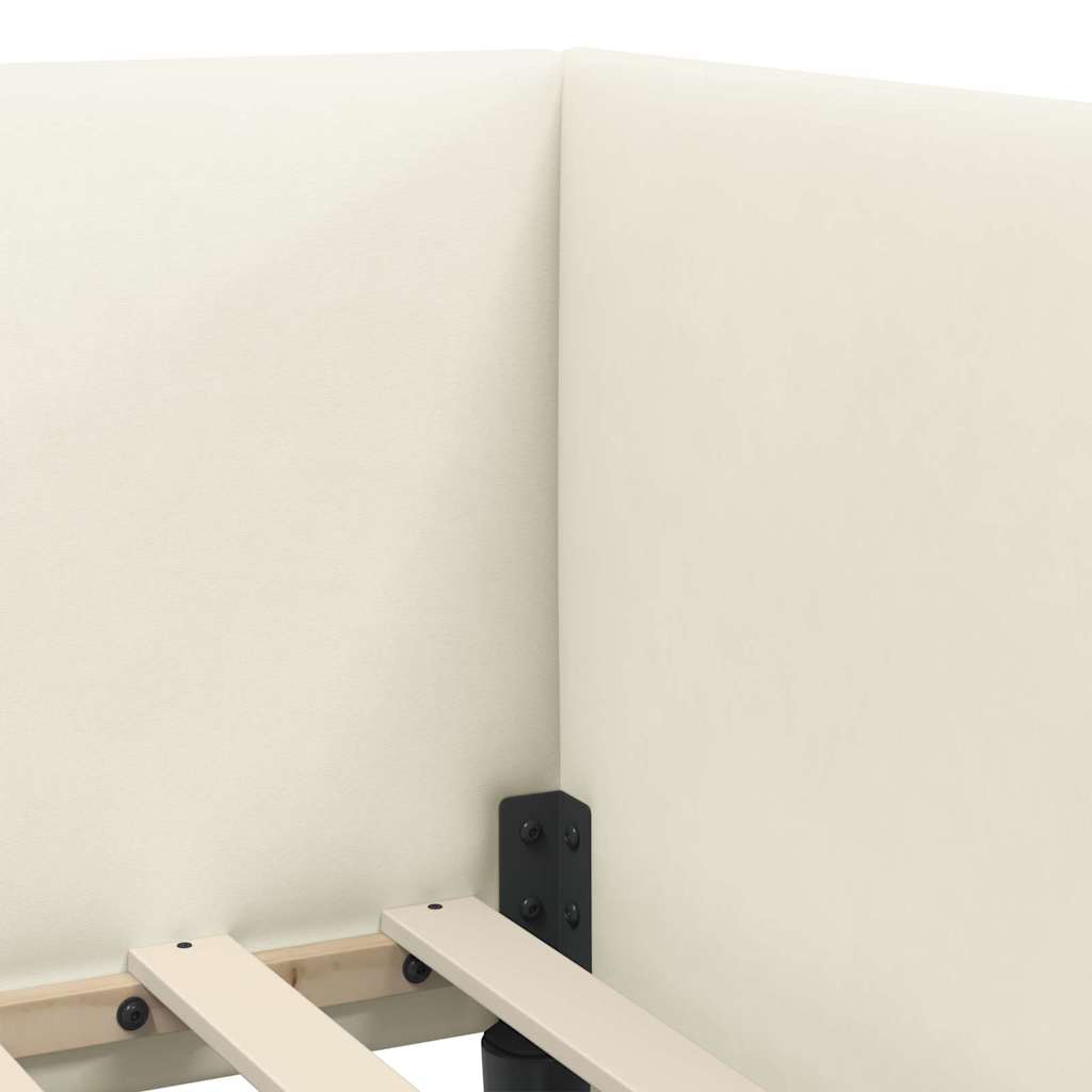 Hjørnesengramme med hodegjerde Krem 90 cm x 190 cm stoff