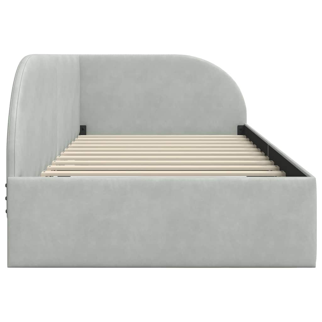 Hjørnesengramme med hodegjerde Lysegrå 90 cm x 200 cm stoff