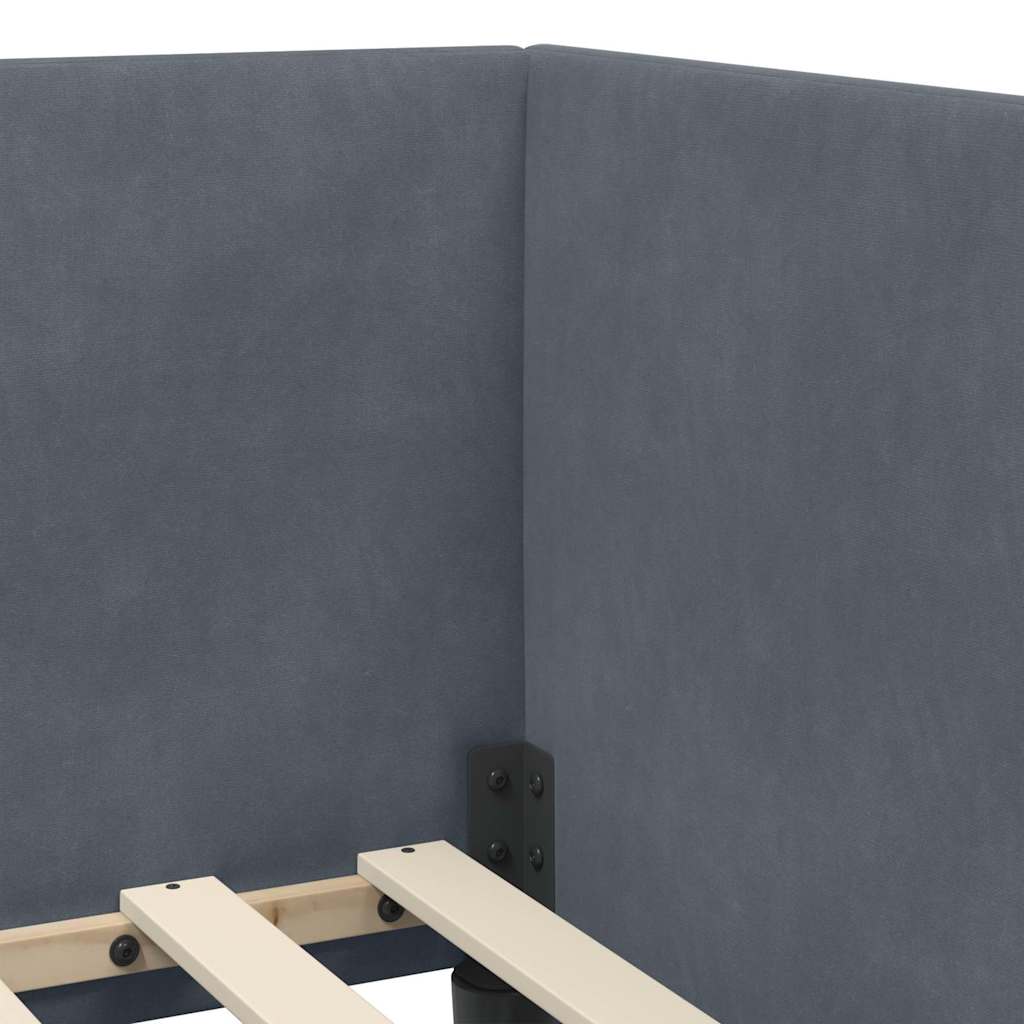 Hjørnesengramme med hodegjerde Mørkegrå 90 cm x 200 cm stoff