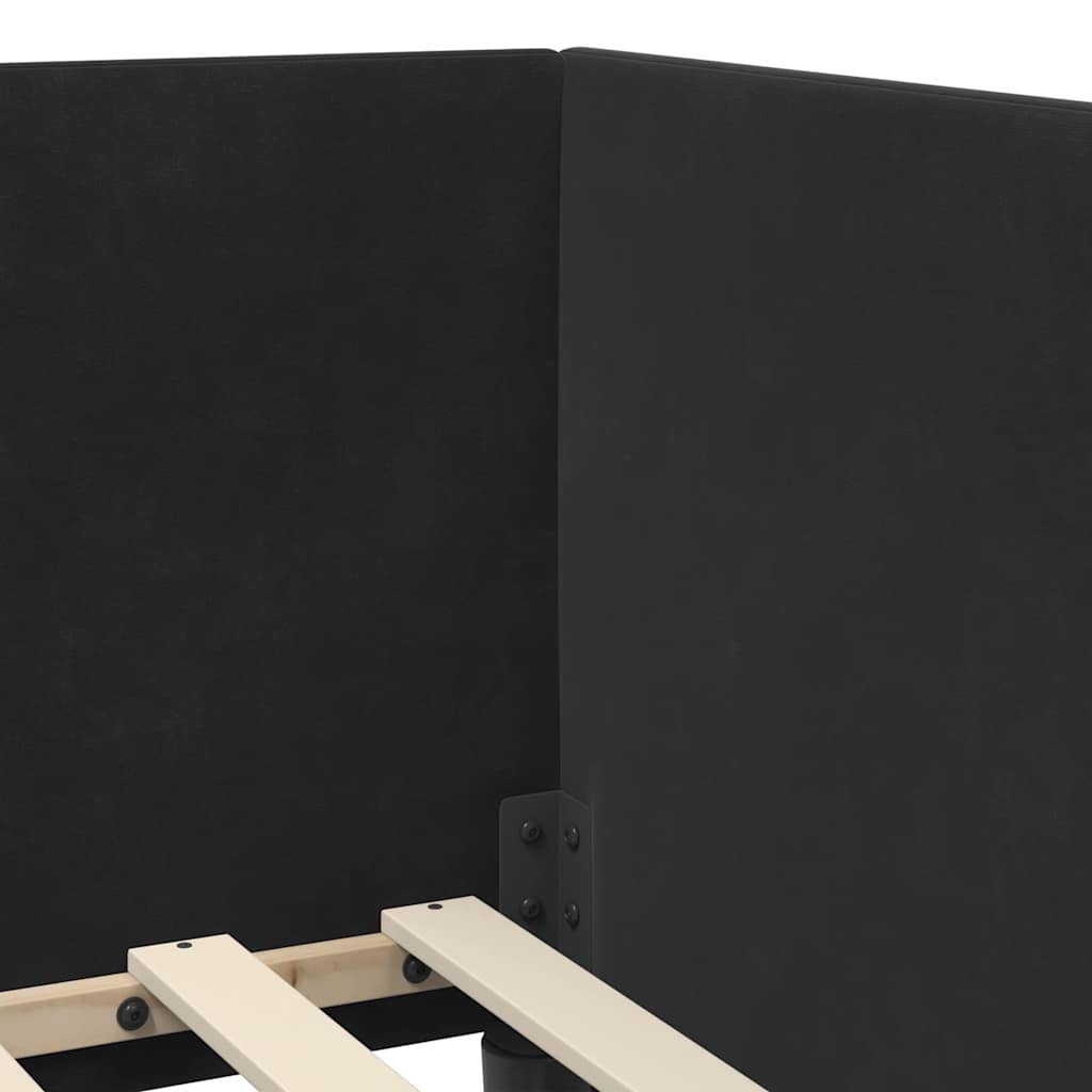 Hjørnesengramme med hodegjerde Svart 90 cm x 200 cm stoff