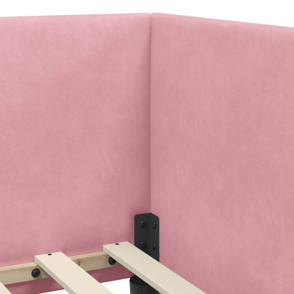 Hjørnesengramme med hodegjerde Rosa 100 x 200 cm Fløyel
