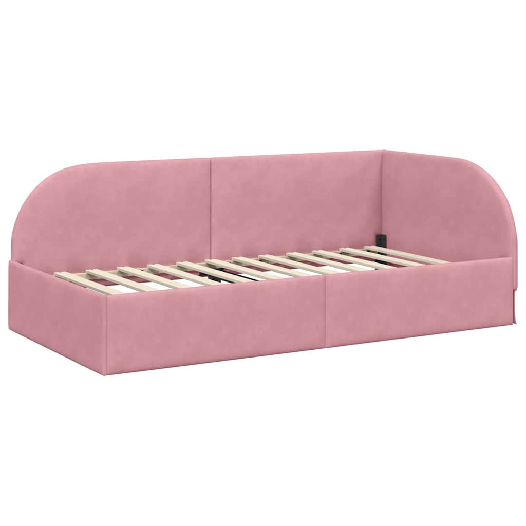 Hjørnesengramme med hodegjerde Rosa 100 x 200 cm Fløyel