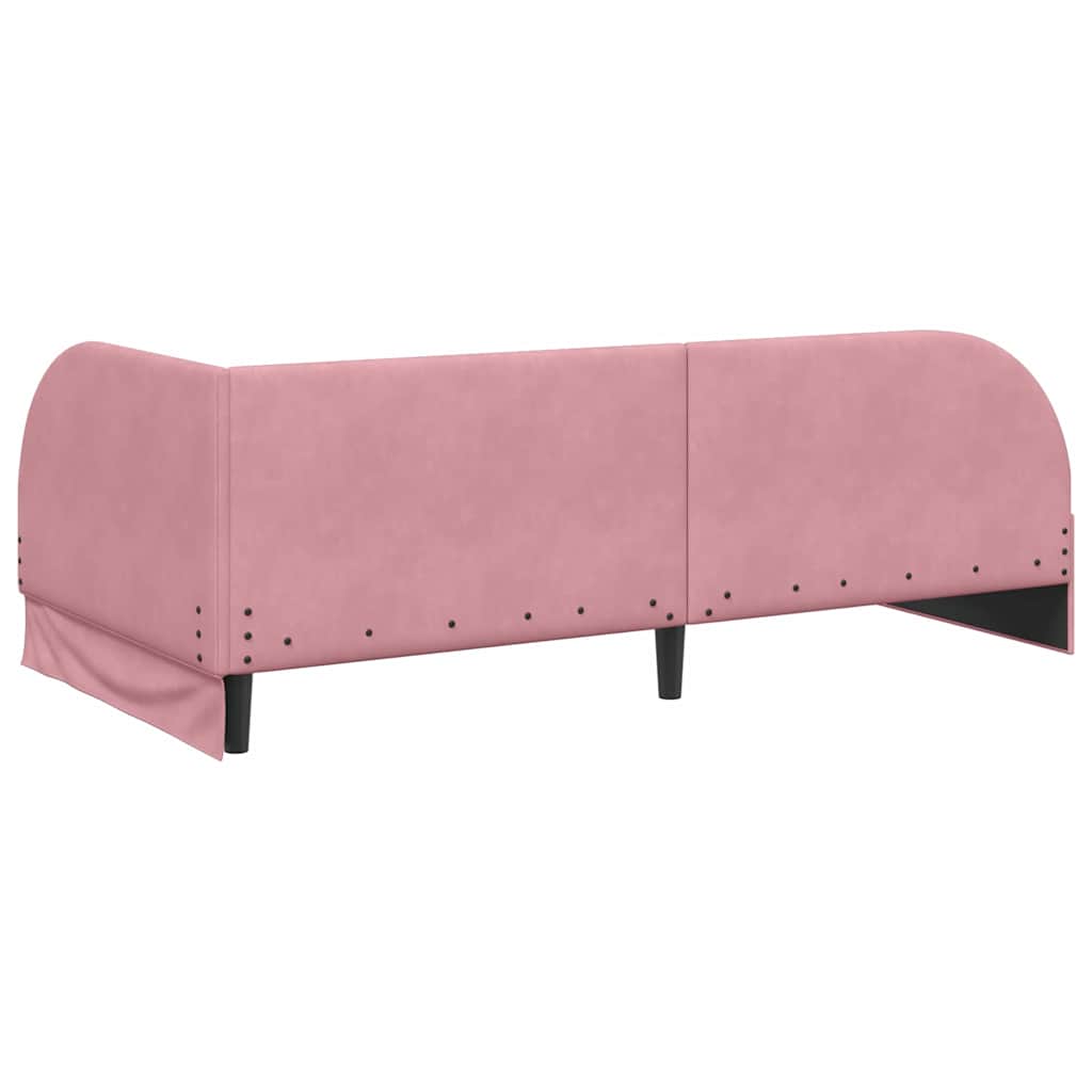 Hjørnesengramme med hodegjerde Rosa 100 x 200 cm Fløyel