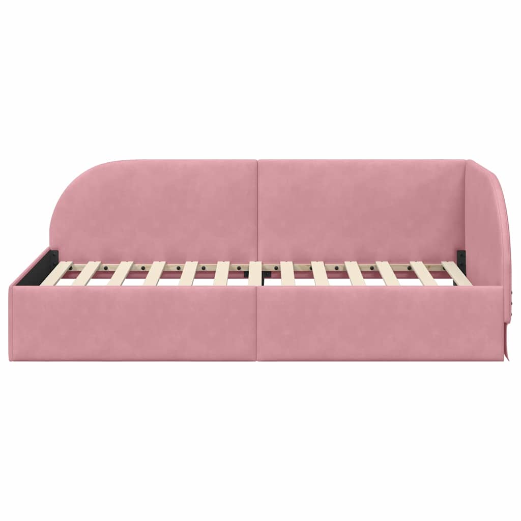 Hjørnesengramme med hodegjerde Rosa 100 x 200 cm Fløyel