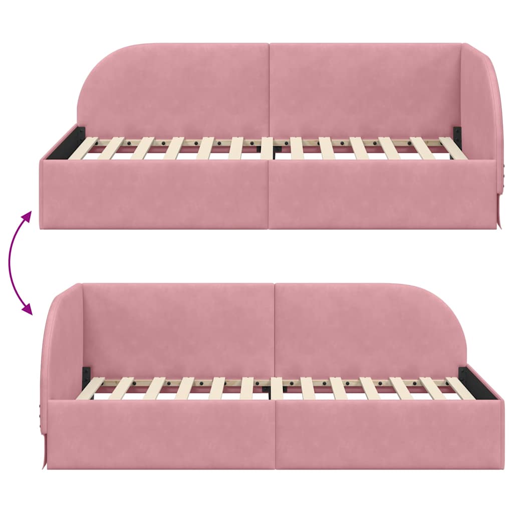 Hjørnesengramme med hodegjerde Rosa 100 x 200 cm Fløyel