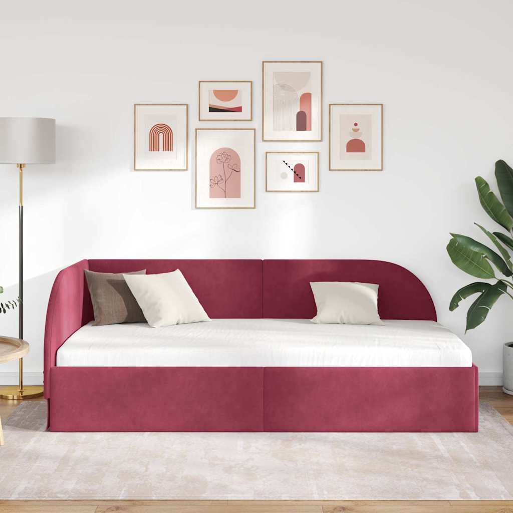 Hjørnesengramme med hodegjerde Vinrød 100 x 200 cm Fløyel