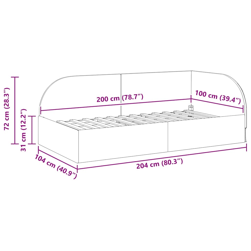 Hjørnesengramme med hodegjerde Gul 100 x 200 cm Fløyel
